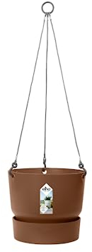 Elho Greenville Suspension 24 - Pot De Fleurs pour Balcon & Extérieur - Plastique 100% recyclé - Ø 23.5 x H 20.5 cm - Marron/Marron Glacé