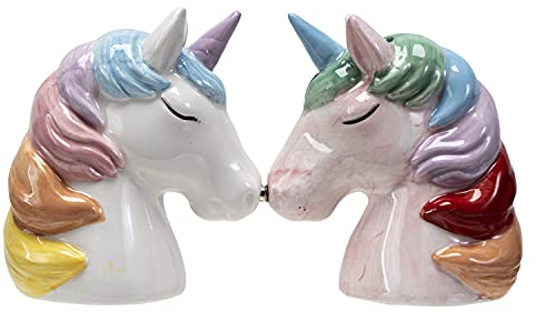 Salière et poivrière en céramique motif licorne