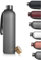 LARS NYSØM Trinkflasche 1l | Wasserflasche 1000ml | Ultraleichte Tritan Sport Flasche auslaufsicher, Kohlensäure geeignet - für Sport, Büro, Yoga | 2 Deckel inkludiert (Gray - Gold, 1000ml)