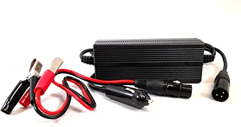 Enerpower DC-DC Car Charger, 100W 12V-24V to 14.4V 7A Battery Charger (XLR-3, Crocodiles), for 12V LiFePo4, AGM Batteries, Motorhomes, Boats, Trucks