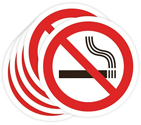 Pegatinas Prohibido 5ud Adhesivos de 5 cm Cartel Prohibicion Señal Laboral Industrial (5 cm, FUMAR)