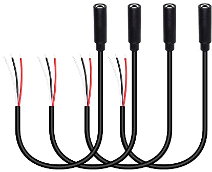 RIIEYOCA 4 cavi audio stereo da 3,5 mm a filo nudo, jack femmina mono TRS 3 poli da 1/8 a linea audio a estremità aperta