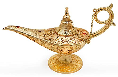 Hsiwto Aladdin Magic Genie Light – Goldlampe für Zuhause, Hochzeit, Tischdekoration, Kostüm-Requisiten & Geschenk für Party/Halloween/Geburtstag