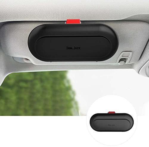 Riloer Brillenhalter für Auto-Sonnenblende, Auto-Brillenetui, Weiß, Schwarz