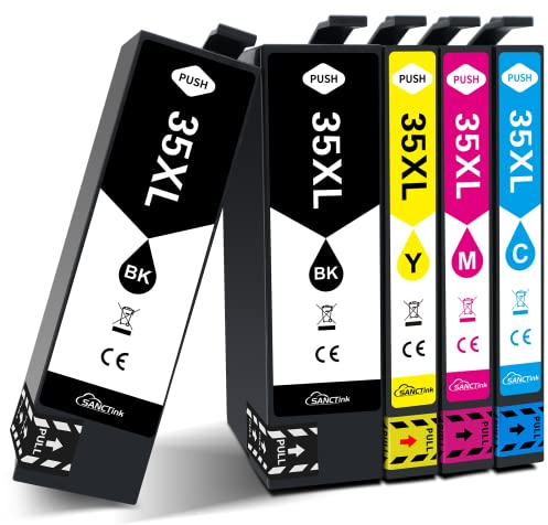 SANCTink 35XL Patronen für Epson 35 XL Druckerpatronen Kompatibel für Epson Workforce Pro WF 4720, WF 4725, WF-4720DWF, WF-4725DWF, WF-4730DTWF, WF-4740DTWF (2 Schwarz, 1 Cyan, 1 Magenta, 1 Gelb)