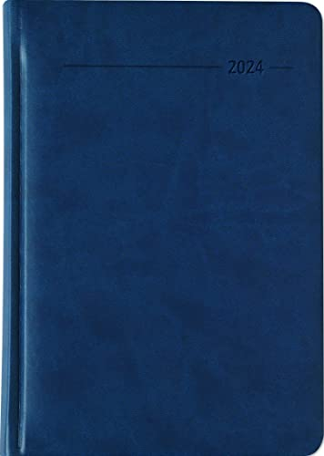 Buchkalender Tucson blau 2024 - mit Registerschnitt - Büro-Kalender A5 - 1 Tag 1 Seite - 416 Seiten - Tucson-Einband - Alpha Edition