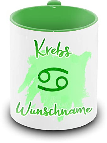 Tasse personalisiert mit Namen und Sternzeichen Krebs | Motiv-Tasse mit Tierkreiszeichen und Wunschnamen
