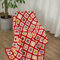 RISEON Handgefertigte quadratische Häkeldecke im Pullover-Stil, Häkeldecke, mehrfarbig, Boho-Reiseakzent-Dekor, Überwurf für Sofa, Schmusetuch, Couch, Bett, Liege, Wohnzimmer, Schlafzimmer (rot)
