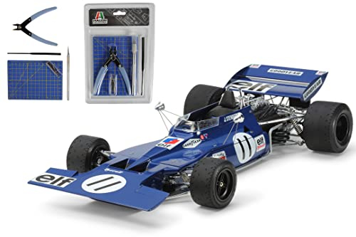 Tamiya 12054 1:12 Tyrrell 003 1971 GP Monaco + Juego de Herramientas - Kit de plastico, Kit de plastico con Accesorios, Modelismo plastico, Maquetas de plastico