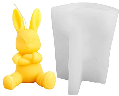 Kerzen Silikonform Osterhase Kerzenformen 3D Kerzenformen zum Gießen Silikon DIY Ostern Hase Deko Silikon Kerzenformen für Handarbeit Ornamente Duftkerze Ostern Geschenke DIY (C)