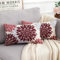 2er Set Lenden Kissenbezug Leinen Outdoor Kissen 30x50 cm Dekokissen Rot und Grau Kissenhülle Moderne Elegante Blume Dahlie Geometrisch Blumen Muster Kissenbezüge für Sofa Schlafzimmer Wohnzimmer