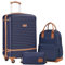 COOLIFE Koffer Trolley Koffer Reisekoffer von ABS Hartschalen Trolley 4 Rollen TSA-Schloss Der Koffer Enthält 1 Reiserucksack und 1 Kulturbeutel (Blau/Braun, Mittlerer Koffer-Set 3tlg)