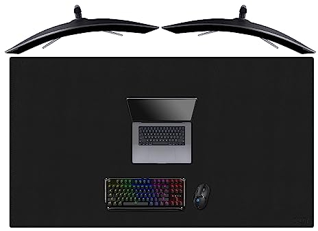 Cacoy 1400x800mm Schreibtischunterlage aus Leder, Großes Gaming Mauspad für Büro und Zuhause, Übergröße Wasserdichte Unterlage Schreibtisch, Erweiterte Mausmatte Büro Tischunterlage (Schwarz)