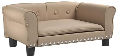 vidaXL Hundebett, Hundekissen mit weicher Polsterung, Hundesofa Hundecouch für kleine Hunde Haustiere, Haustierbett Katzenbett, Cappuccino Braun Kunstleder