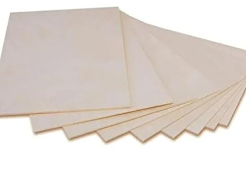 10pz x A4 Compensato Legno Grezzo Pioppo 3 mm x 300 x 210 | Bricolage Fogli pioppo | Ideali per Taglio Laser Pirografia CNC Router Modellismo Traforare