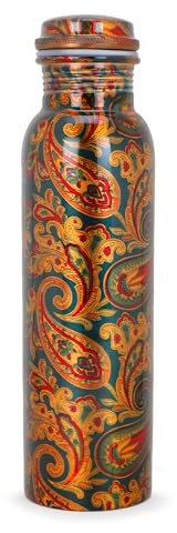 S S IMPEX Copper Water Bottle Ayurvedic Natural Traveller vessel for Healthy Drinking Water 900ml (Dark Rajasthani)