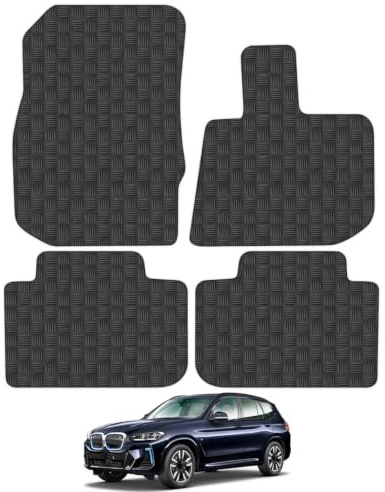 Compatible with BMW iX3 (2021-2024) 3mm Rubber Car Mats | Tailored Fit Durable Floor Mats Full Coverage Protection Waterproof Accessories Easy Clean Anti Slip Made in the UK