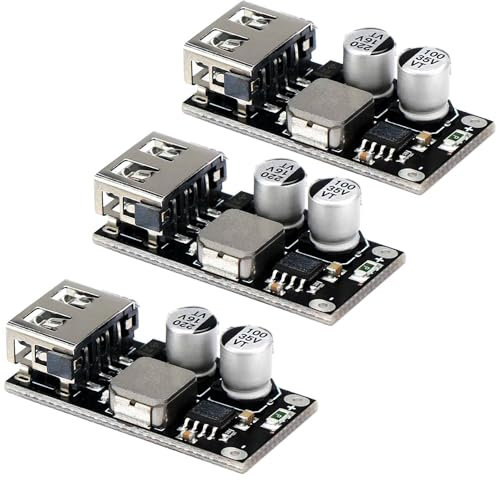 RUNCCI-YUN 3 Pezzi Convertitore Buck USB,Modulo Step-Down DC-DC, 12V a 5V Convertitore Buck DC-DC 4.5-32V 12V 24V a 5V Modulo di Ricarica QC 3.0 convertitore trasformatore