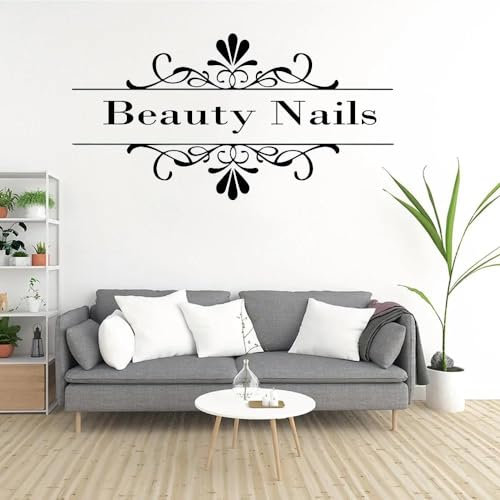 YOUSHIHUI Nail & Beauty Quote Vinyl Wall Stickers Nail Wallpaper for Beauty Salon Decoration Girls Bedroom Art Wall Stickers 43x96cm