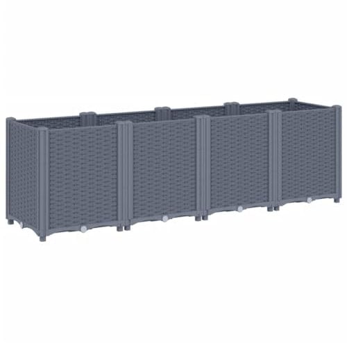 vidaXL Jardinera, Maceta para Plantas Hierbas Flores, Jardinera Modular, Macetero para Jardín Terraza Patio Balcón, PP Azul Gris 160x40x53 cm
