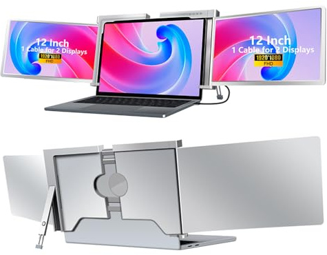 Docooler 13,3-Zoll-Laptop-Erweiterungsbildschirm FHD Tragbarer Tri-Screen-Monitor mit 1 Kabel für 2 Displays für Windows, MacOS für 13,3-16,5-Zoll-Laptops