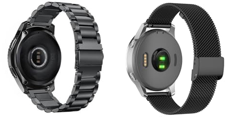 Factorys 2 Stück Metall Armband 22mm Kompatibel mit Pebble Time Steel für Männer Frauen, Metall Solide Ersatzarmband und Masche Edelstahl Uhrenarmband für Pebble Time Steel