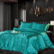 Bettwäsche Set Satin 135x200cm 4teilig Glänzend Grün Silky Touch Glänzend Seide Einfarbig Bettbezug Set Glatt Luxus Bettwäsche Set weicher Doppelbettmit Reissverschluss und Kissenbezüge 80x80cm