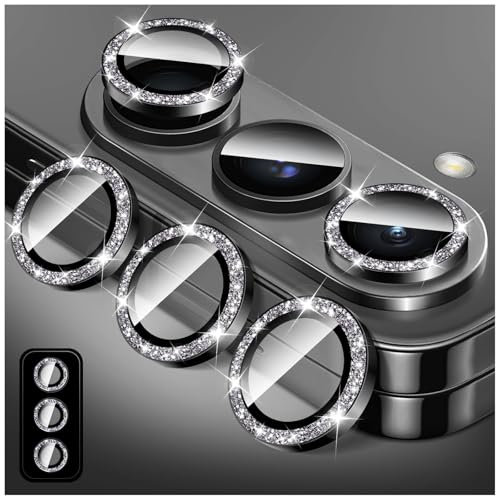 Kucheed Bling Camera Lens Protector for Samsung Galaxy Z Fold 4, 9H Tempered Glass Camera Cover Screen Protector, Glitter Automatic Alignment Individual Metal Rings Film Stickers
