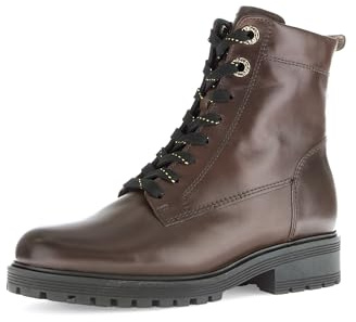 Gabor Damen Schnürstiefeletten, Frauen Stiefeletten,Lammfell,schnürboots,reißverschluss,Boots,Stiefel,Bootee,Sattel/EF (Gold),38.5 EU / 5.5 UK