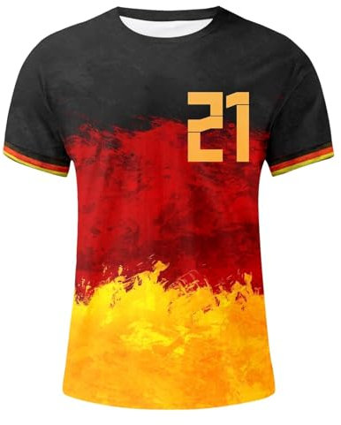 Em Trikot 2024 Deutschland Lässige Strandshirt T-Shirt Fußball Em 2024 Herren Arbeits Tshirt Basic Sportshirt Kurzarmshirt Vintage Tshirt Herren Polo Shirt Shirts Fussball Trikot（1-Deep Red，5XL）