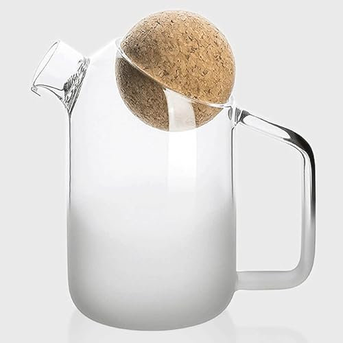 ZQNDFAC Caraffa Refrigerante, Brocca in Vetro Smerigliato Tinta Unita, brocca per l'acqua con Tappo a Sfera in Sughero, teiera per Ristorante in Ufficio, brocca per Acqua Fredda
