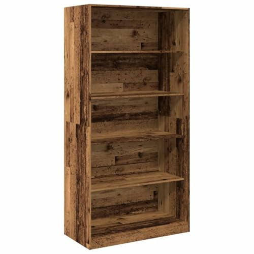 vidaXL Kleiderschrank, Garderobenschrank mit 5 Fächern, Kleiderregal Schrank für Schlafzimmer, Flurschrank Garderobe Dielenschrank, Altholz-Optik Holzwerkstoff