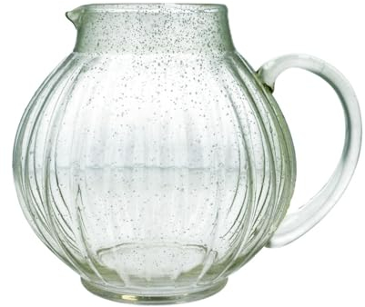 Green Glass Ball Jug, Large Round Green Glass Pitcher, Green Ball Bubble Jug, Flower Vase, Jug Vase, Decorative Jug, Drinks Jug, Water Jug, Kitchen Jug, Large Green Bubble Glass Pitcher Jug
