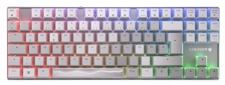 CHERRY MX 8.2 TKL Wireless XAGA, Cordless Gaming Keyboard without NumPad, German Layout (QWERTZ), Bluetooth, 2,4 GHz & Cable, MX2A RED Switches, White