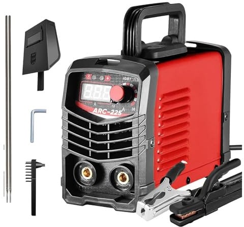 Helangel Saldatore ARC 220V 225A, saldatrice elettrica portatile IGBT con schermo digitale LCD per saldatori e manutenzione di varie apparecchiature (rosso)