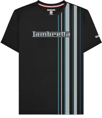 Lambretta Mens Multi Stripe Short Sleeve T-Shirt - Black/Grey - S