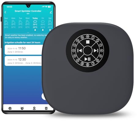 Haozee Controller Intelligente Per Irrigatori WiFi, Controller Per Irrigatori A 16 Zone, Sistema Di Irrigazione Nero