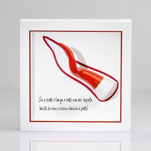 OPEN HEART Corno Portafortuna con Cornice e Frase scaramantica | Frase scaramantica