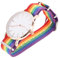 GAROZATION Modische Armbanduhr mit Regenbogen-Armband Klassische Quarzuhr zarte Armbanduhr für jedes Alter Roségold