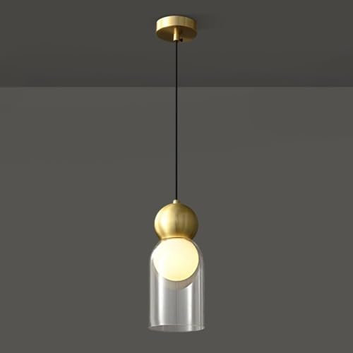 Lamp Plafonnier Suspendu Nordique en Verre, Lampe Suspendue en cuivre, luminaire d'évier de Cuisine, Lampe de Salle à Manger Simple, Chambre à Coucher, décoration de Chevet (Laiton) Lamp