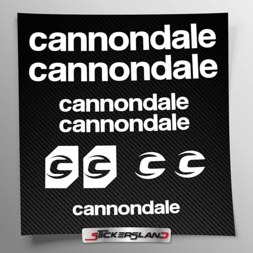 Aufkleber-Set kompatibel mit Rahmen MTB Mountainbike und Helm | Decals Aufkleber für Fahrrad Schriftzug Logos | Stickersland® - Cannondal (weiß matt)
