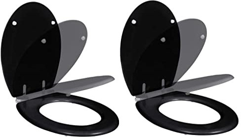 GDXCADCX Meubles de Maison Sièges de Toilette avec couvercles à Fermeture Douce 2 pièces Qté MDF Noir