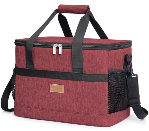Lifewit 20L Kühltasche Groß faltbar Kühlkorb Kühlbox Isoliertasche Thermotasche Picknicktasche für Lebensmitteltransport, Weinrot