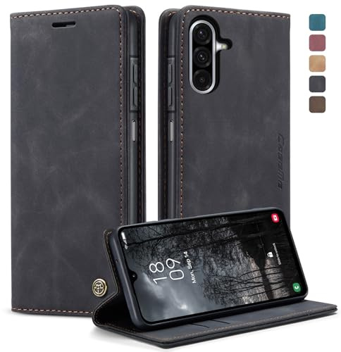 owlhold Handyhülle für Samsung Galaxy A26 hülle Galaxy A26 klapphülle Premium PU Lederhülle Faltbare Handytasche Schutzhülle Kartenfach Standfunktion hülle Samsung Galaxy A26 4G/5G - Schwarz