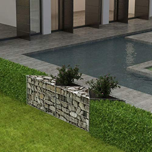 Gecheer Panier Gabion 120x30x50cm - Acier Galvanisé, Mailles 10x5cm, Diamètre Fil 3,5mm, Jardin & Mur de Soutènement