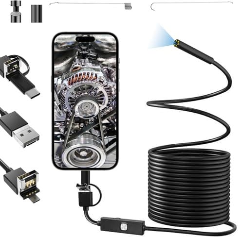 Endoscope Inspection Camera 3 in 1 USB 1920P Flexible Rigid Snake Camera with 6 LED Light No WiFi Waterproof IP67 Tube Sink Pipe Drain for Android Tablet Samsung (13.5 ft/ 3.5m)