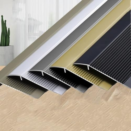 Generisch Rutschfester Übergangsprofil Höhenausgleich 1.5-5cm Boden Übergangsleiste aus Aluminium Ausgleichsprofil für Holz-zu-Fliesen, Teppich Zu Laminat, Türschwelle (Gold, 100cm)