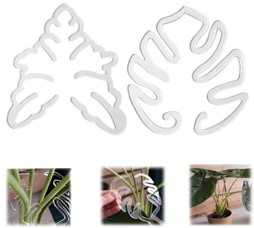 KASESSS 2 Pièces Support Plante Monstera, Supports Tiges Plantes, Support pour Plantes en Forme de Monstera, 2 Tailles Support de Tige Transparent pour Maintenir Les Plantes en Croissance Verticale