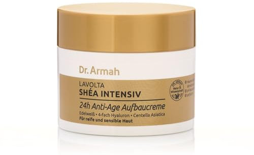 Dr. Armah - Lavolta Sheá Intensiv - 24H Anti-Aging Gesichtscreme - Feuchtigkeitscreme mit Edelweiß, Hyaluronsäure & Vitamin E - Gesichtspflege zur Regeneration & Pflege der Haut - 100 ml
