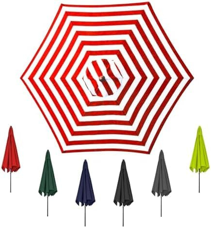 YZTTCD Terrace Sonnenschirm Schutzhülle, Ersatz-Sonnenschirmbezug Für Überdachung, Geeignet Für Schirmbezüge Im Garten Und Innenhof, Rot Und Weiß, 6 Rippen: 3,0 M